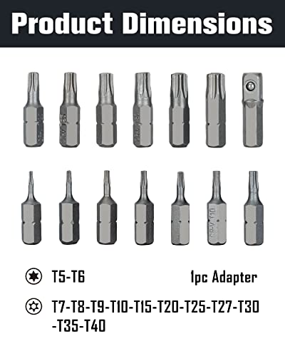 ROTATION 14-Piece Tamper Resistant Star Bits, Chrome Vanadium - Product Imagery