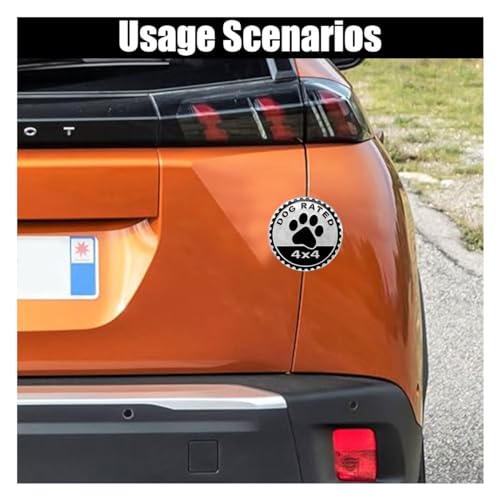 GLSOWEE Dogs Badge Rated Car Emblem, 4 x 4 3D Metal Car Badge - Product Imagery