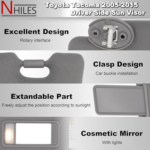 NHILES Driver Side Sun Visor Compatible with Toyota Tacoma - Product Imagery