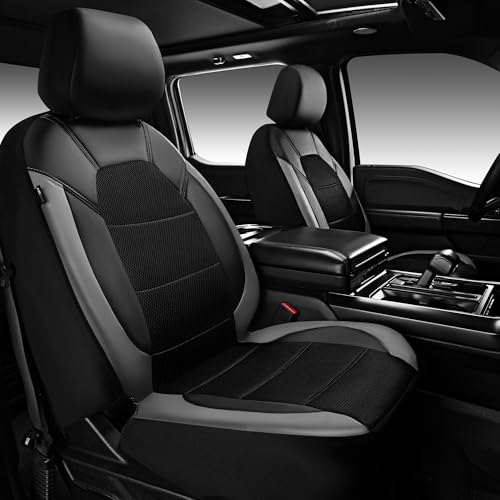CAR PASS Leather Car Seat Covers Front Seats only, with Air Mesh - Product Imagery