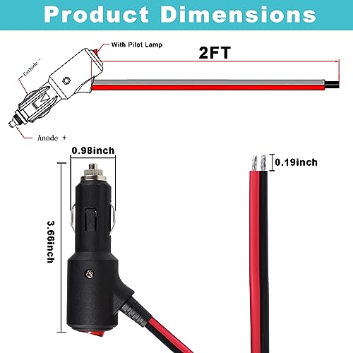 12V Fused Replacement Cigarette Lighter Male Plug with On Off - Product Imagery