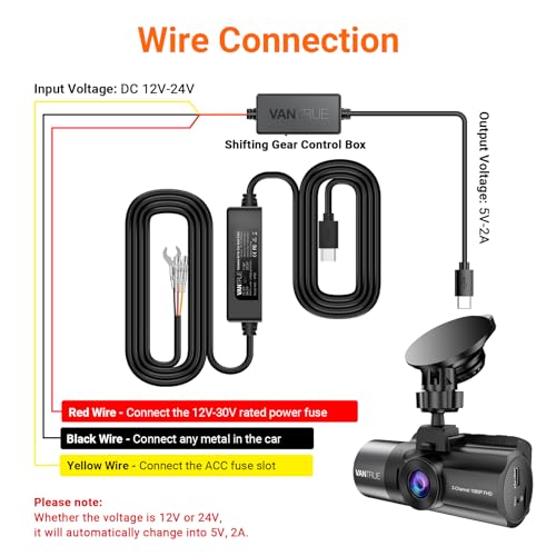 Vantrue 11.5ft USB-C Hardwire Kit, Compatible with All Vantrue - Product Imagery