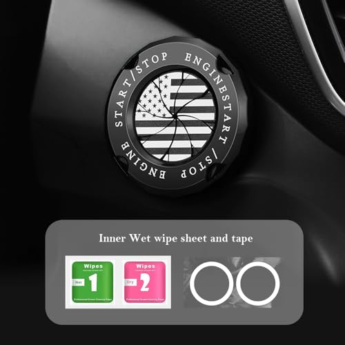 Stylish Car Push Start Button Cover,Spin Type Zinc Alloy Push to - Product Imagery