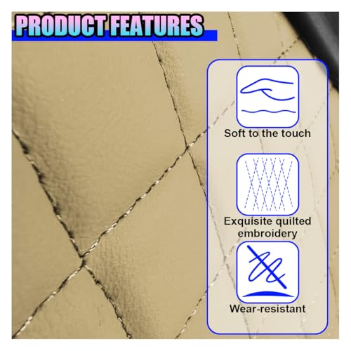 Leather Car Center Console Cover, Armrest Booster Cushion, Beige - Product Imagery