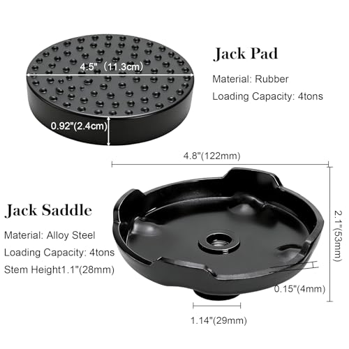 Yesland 2 Pack Floor Jack Saddle with Rubber Pad, 4.8 Inch in - Product Imagery