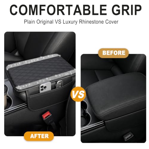 Bling Car Center Console Cover, Crystal Rhinestone Car Arm Rest - Product Imagery
