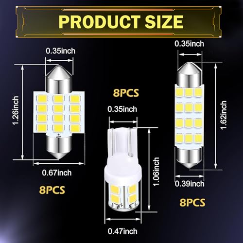 24PCS Car LED Bulbs, LED Interior Car Lights Combination Bulb - Product Imagery