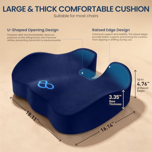 BlissTrends Memory Foam Seat Cushion for Office Chair & Car - Product Imagery