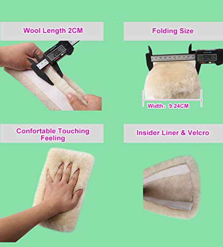 OGLAND 2 Pack Sheepskin Car Seat Belt Cover Pads | Wool Seatbelt - Product Imagery