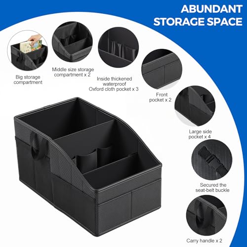 WHHMK Sturdy Leather Car Storage Support Up to 33 LB,Carbon - Product Imagery