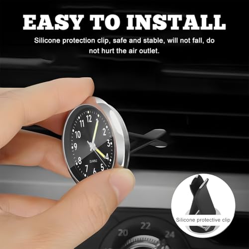 povtii 2 PCS Mini Car Clock, Round Shape Luminous Vehicle - Product Imagery