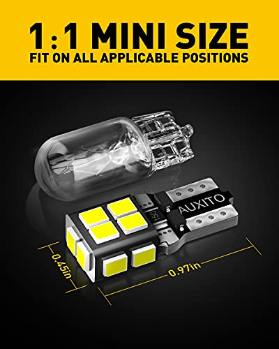 AUXITO 194 LED Bulb 6000K White 168 2825 W5W T10 Wedge 14-SMD - Product Imagery