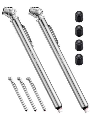 AstroAI Pencil Tire Pressure Gauge, 2 Pack 10-75 PSI Stainless - Product Imagery