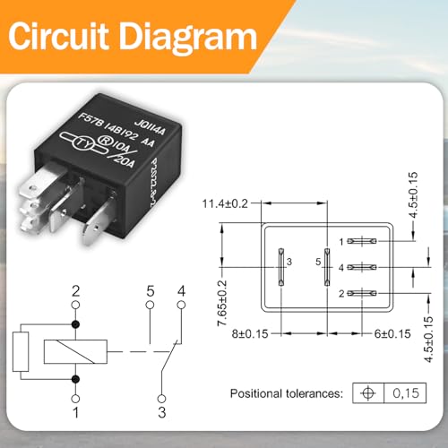 Relay F57B14B192AA (Set of 2) 10A/20A 12VDC 5Pins, Replacement - Product Imagery