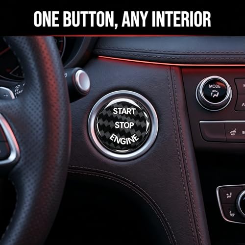 Car Push Start Button Cover, Carbon Fiber Engine Ignition Power - Product Imagery