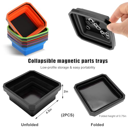 Yourkar Collapsible Magnetic Parts Tray, 4.5 Inch Foldable - Product Imagery