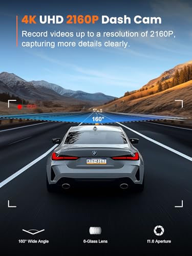 galphi 4K Dash Cam Front, 5GHz WiFi, 32GB Card Included, Mini - Product Imagery
