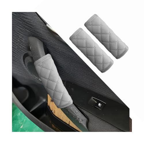 2PCS Car Grab Handle Covers Velvet Door Pull Protectors Gray - Product Imagery