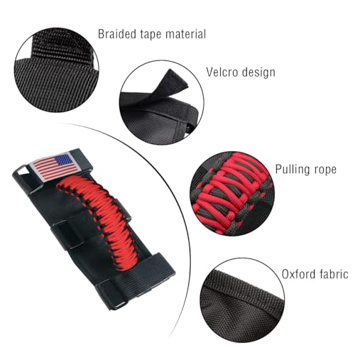 HZEL 2PCS Roll Bar Handles Compatible with Wrangler JK/JL/TJ, Red - Product Imagery