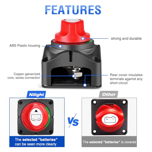 Nilight - 90015A Battery Switch 12-48V Waterproof Heavy Duty - Product Imagery