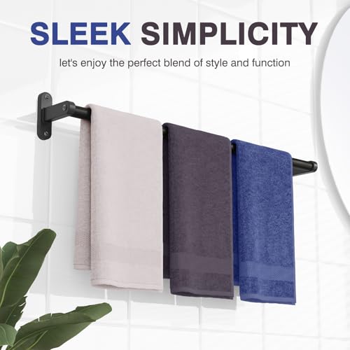 Powools Matte Black 24" Towel Rack, Rustproof Wall Mounted Towel - Product Imagery