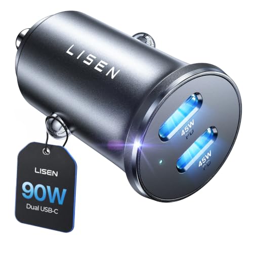 LISEN 90W USB C Car Charger USB C Fast Charge,45W PD&QC3.0 Fast - Product Imagery