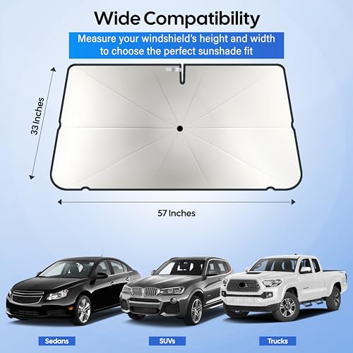 Econour Windshields Sun Shade for Car, Foldable Car Sunshade & - Product Imagery