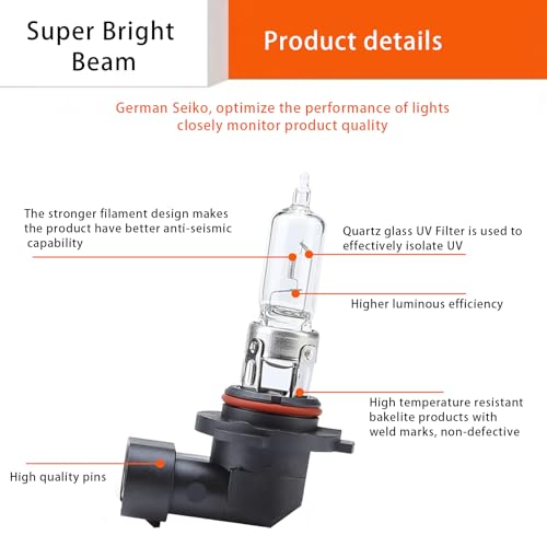 2 PCS Car 9005-55W Halogen Bulb, 12V Super Penetrating Quartz - Product Imagery