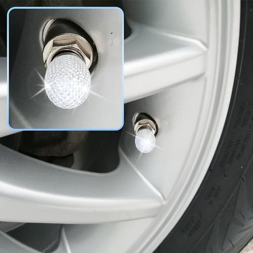 4Pcs Car Tire Valve Stem Caps Black Bling Tire Air Cap Car - Product Imagery
