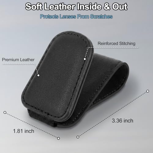 Magnetic Leather Sunglass Holder for Car, Eyeglasses Clip for - Product Imagery