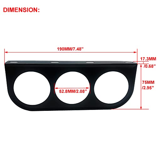 Black 3 Hole Triple Gauge Mounting Bracket Pod Holder Fits Any - Product Imagery