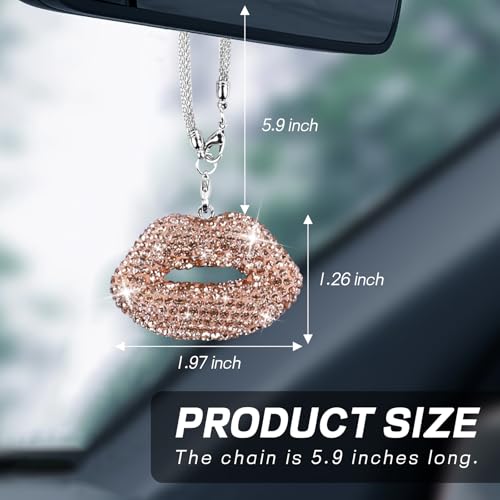 Bling Lip Car Hanging Accessories for Women, Diamond Lips Rear - Product Imagery