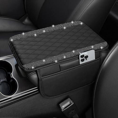 NBTEPEM Bling Car Center Console Cover, Leather Car Arm Rest - Product Imagery