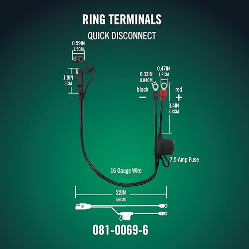 Battery Tender Ring Terminal Harness Accessory Cable - 18 inch - Product Imagery