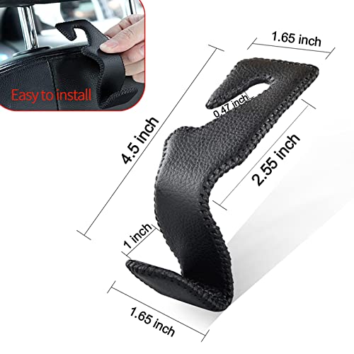 2 Pack Car Headrest Hooks, Microfiber Leather & Alloy Purse Hook - Product Imagery