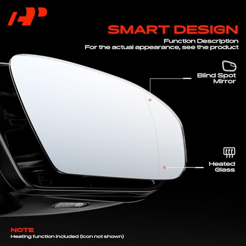 A-Premium Left Driver Side Heated Power Mirror Glass Compatible - Product Imagery