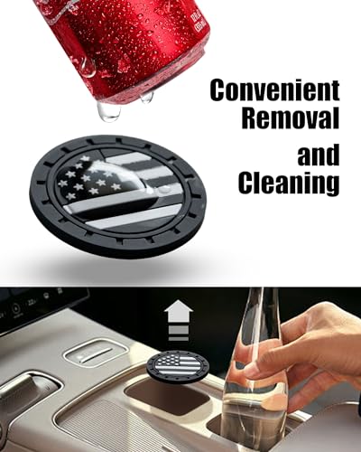 Car Cup Holder Coasters 4 Pack - American Flag 2.75 Inch Anti - Product Imagery