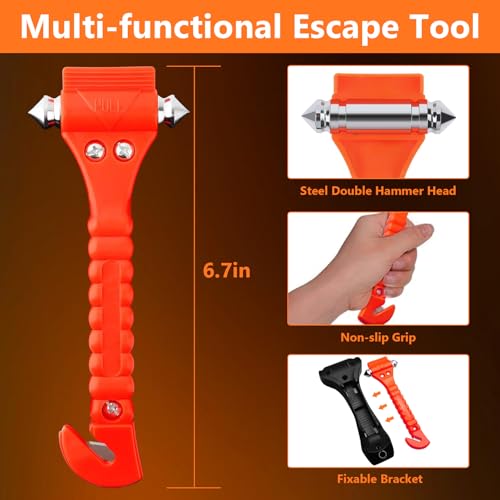 BFXM Car Window Breaker Hammer and Seat Belt Cutter 2-in-1, 2 - Product Imagery