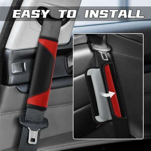 2PCS Car Seat Belt Cover Pads, Seatbelt Shoulder Cushion (Red) - Product Imagery