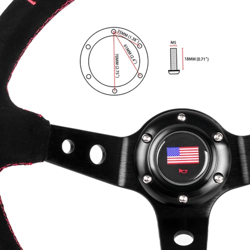 RASTP 13.6”/345mm Racing Steering Wheel 6 Bolts Steering Wheel - Product Imagery