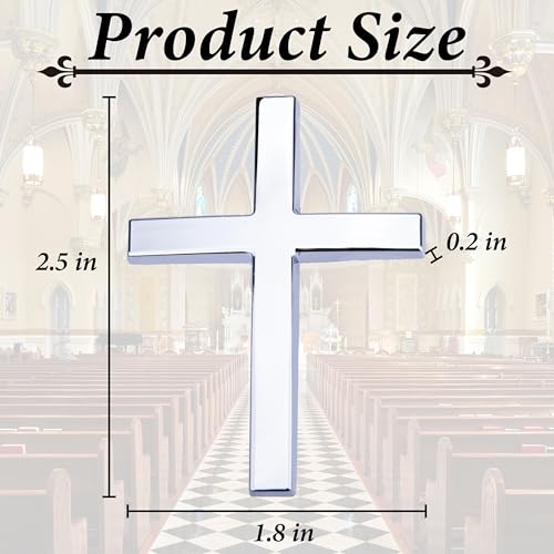 Metal Cross Decals for Cars, 2.5"×1.8" Christian Car Emblem - Product Imagery