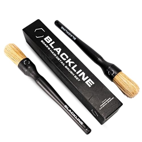 Blackline Car Detailing Brush Set, 2 Pack - Boars Hair Bristles, - Product Imagery