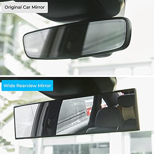 JOYTUTUS Panoramic Rear View Mirror, 12 Inch Wide Angle Clip On - Product Imagery