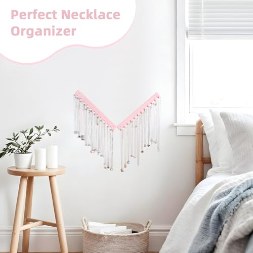 Acrylic Necklace Holder 4 Pack Wall Mounted Necklace Organizer - Product Imagery