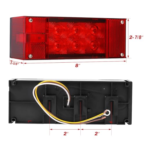 CZC AUTO 12V LED Low Profile Submersible Rectangular Trailer - Product Imagery