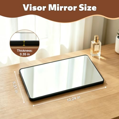 Car Visor Mirror, Sun Visor Mirror with Straps (Black) - Product Imagery