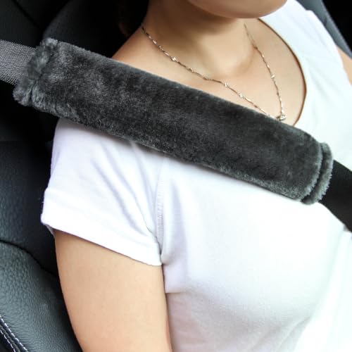 Amooca 2-Pack Soft Furry Universal Seatbelt Cover Car Shoulder - Product Imagery
