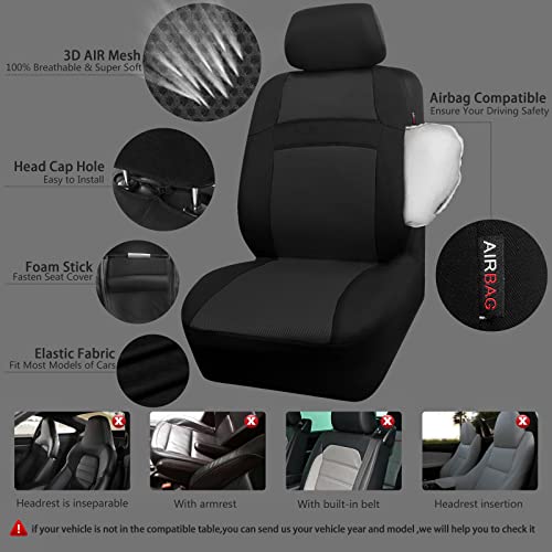 CAR PASS 3D Air Mesh Car Seat Covers Full Sets w/5mm Sponge, - Product Imagery