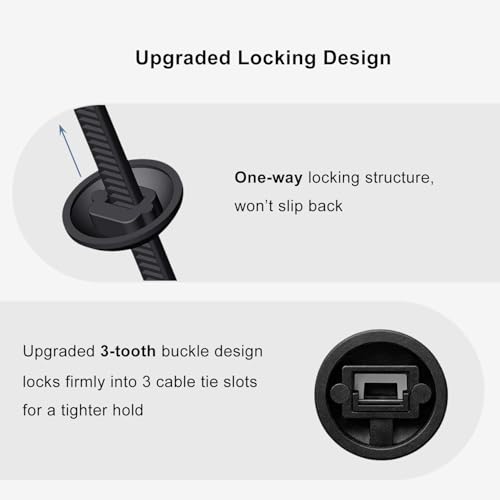 150Pack Nylon Universal Cable Tie Buckle, Zipper Clips for Cars, - Product Imagery
