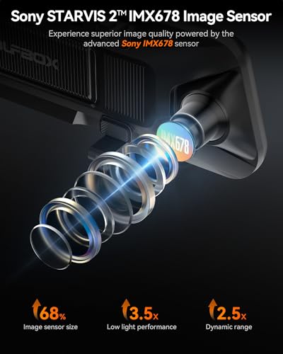 WOLFBOX G900 PRO Mirror Dash Cam with 8MP STARVIS IMX678,Front - Product Imagery